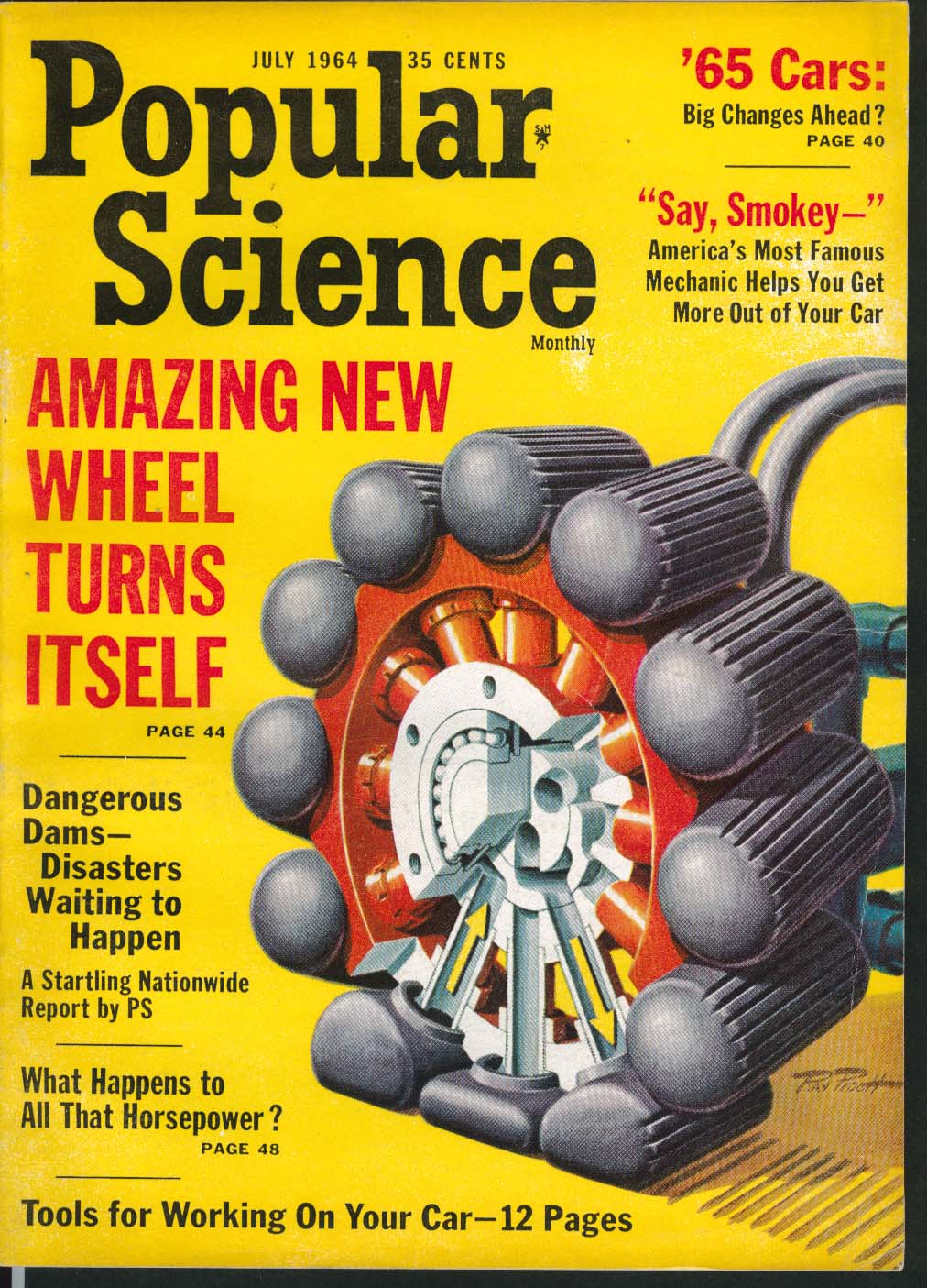 Image for POPULAR SCIENCE Preview of 1965 Cars Dangerous Dams Horsepower ++ 7 1964