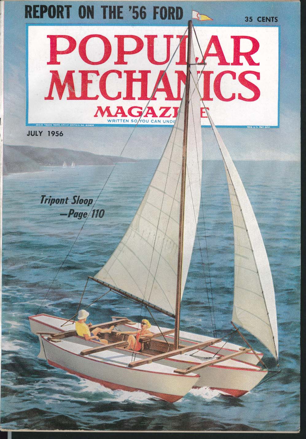 Image for POPULAR MECHANICS Ford test report Forest Rangers Antarctica Water Skiing 7 1956
