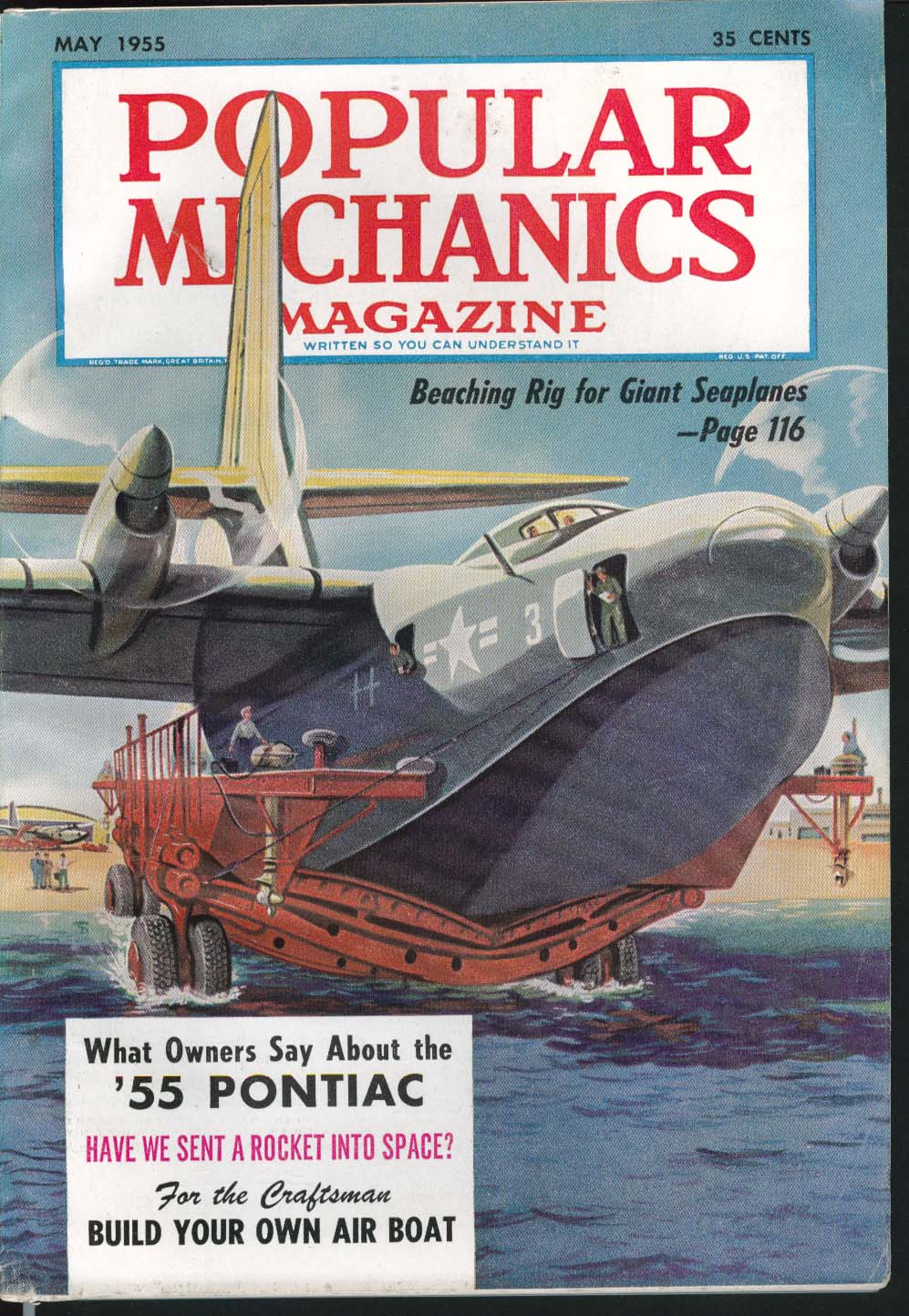 Image for POPULAR MECHANICS Pontiac owner report Space Rockets Air Boat plans ++ 5 1955