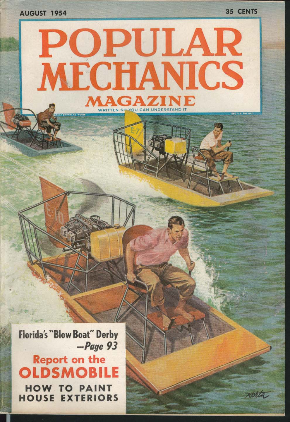 Image for POPULAR MECHANICS Oldsmobile test report Blow Boat Derby House Paint ++ 8 1954