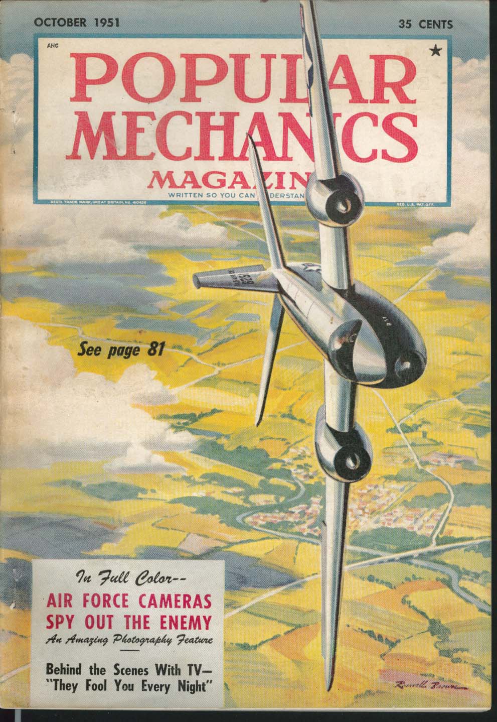Image for POPULAR MECHANICS Air Force Spy Planes Television Behind the Scenes ++ 10 1951