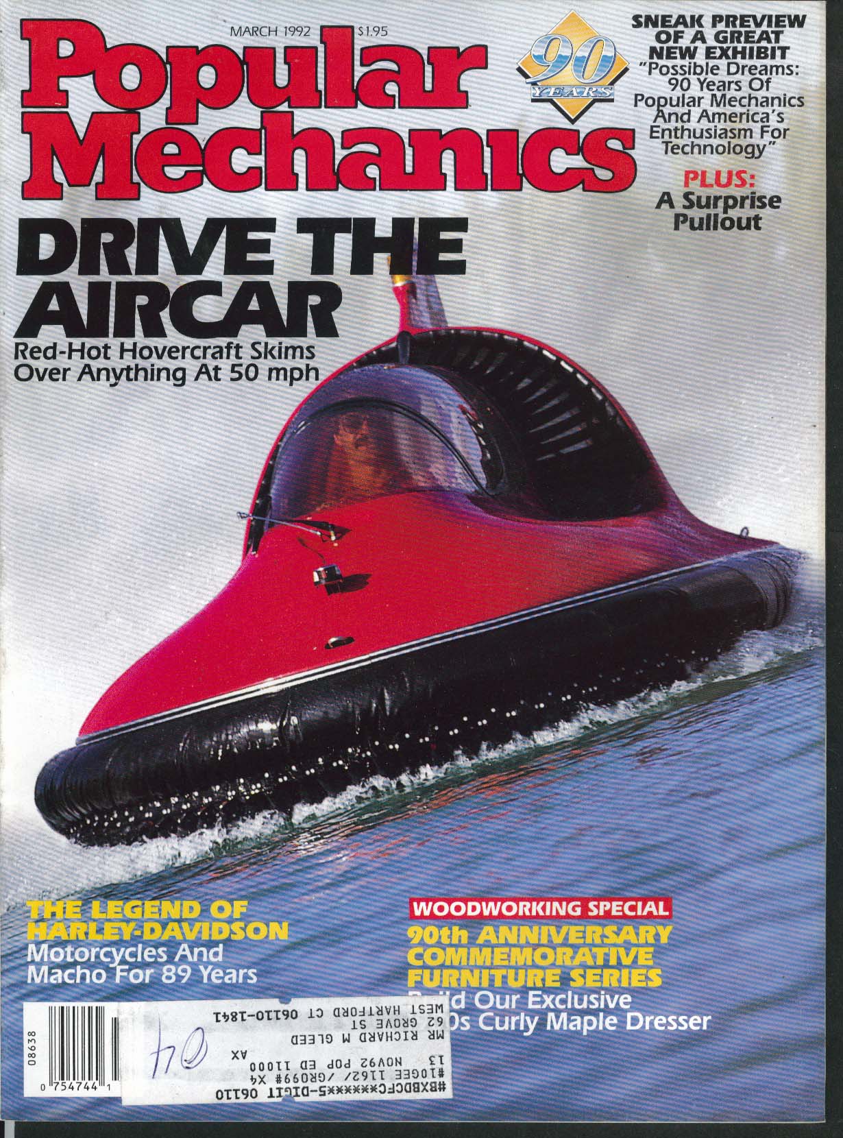 Image for POPULAR MECHANICS Harley-Davidson Ford Crown Victoria Wellcraft Genesis + 3 1992