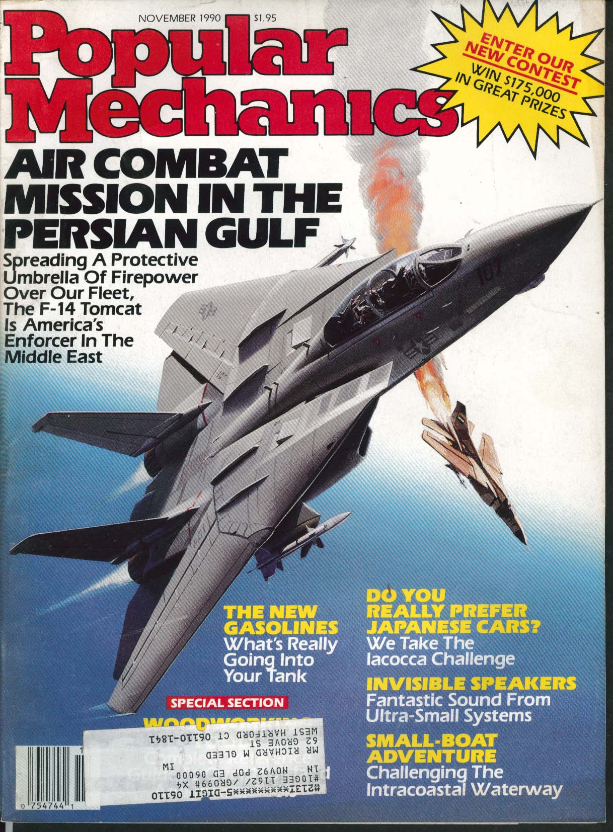 Image for POPULAR MECHANICS Persian Gulf Air Combat F-14 Tomcat Iacocca Challenge 11 1990