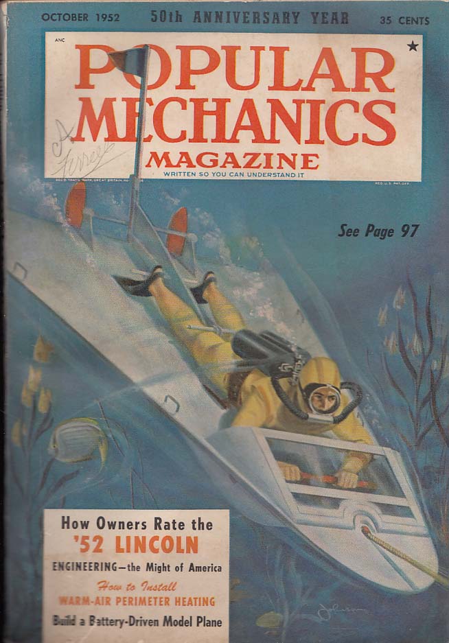Image for POPULAR MECHANICS Lincoln owner rating Engineering Battery-Driven Plane 10 1952