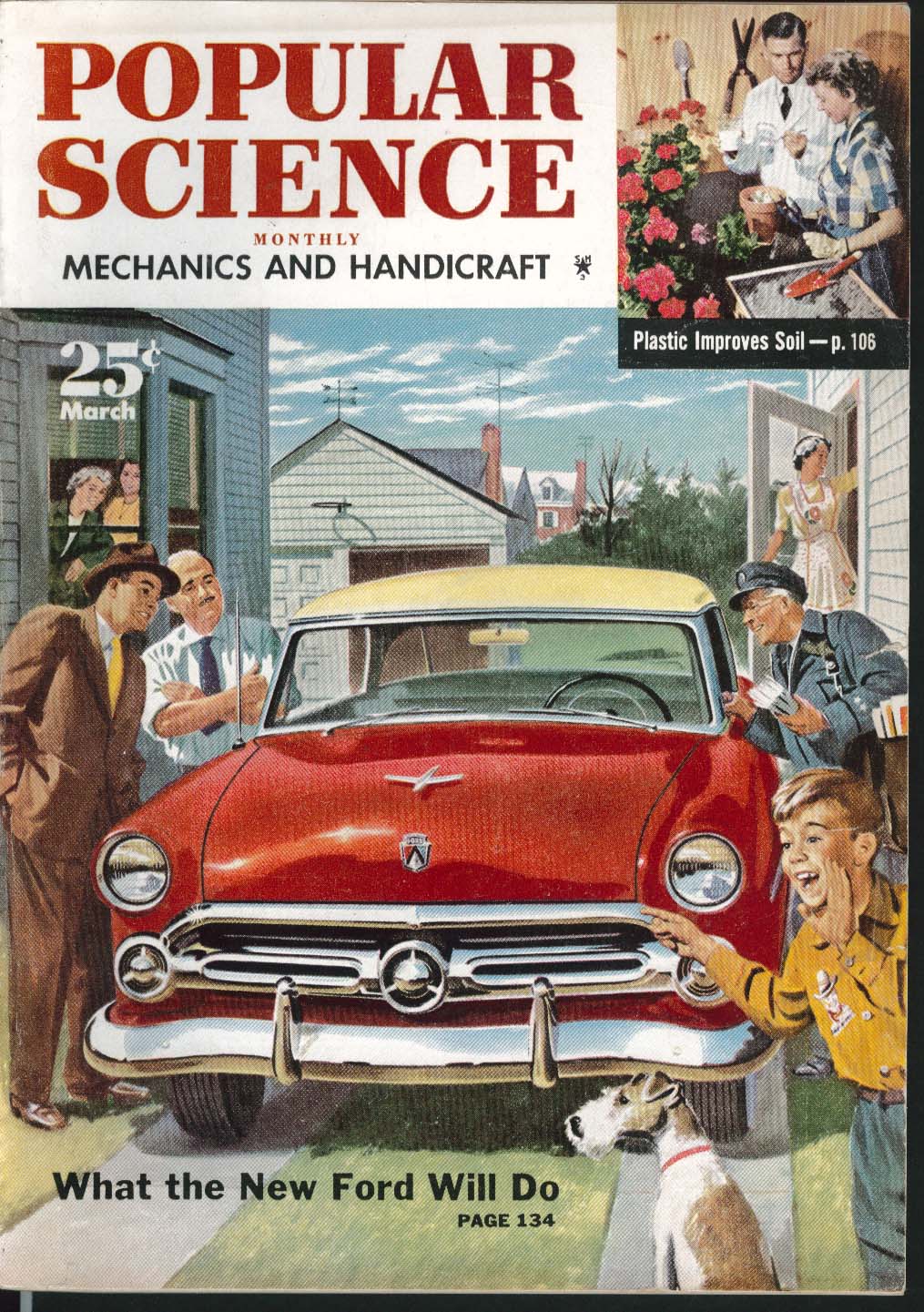 Image for POPULAR SCIENCE Ford road test Plastic Humus Lawns Prefabricated Houses + 3 1952