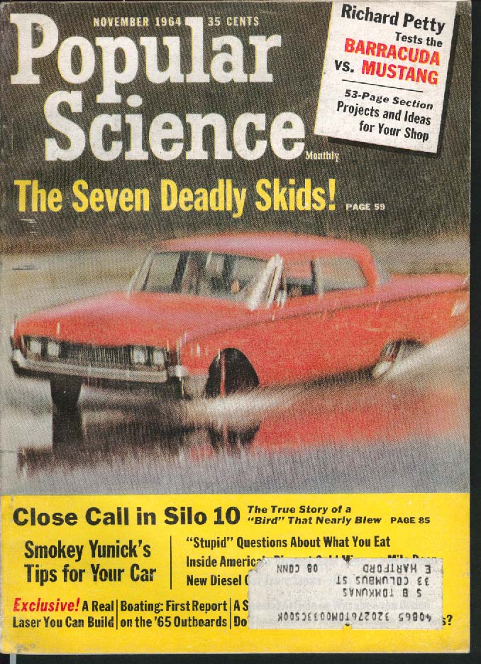 Image for POPULAR SCIENCE Barracuda Mustang Richard Petty Smokey Yunick von Braun 11 1964