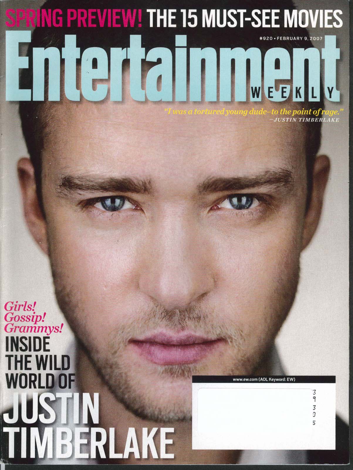 Image for ENTERTAINMENT WEEKLY Justin Timberlake Nicole Kidman Mandy Moore ++ 2/9 2007