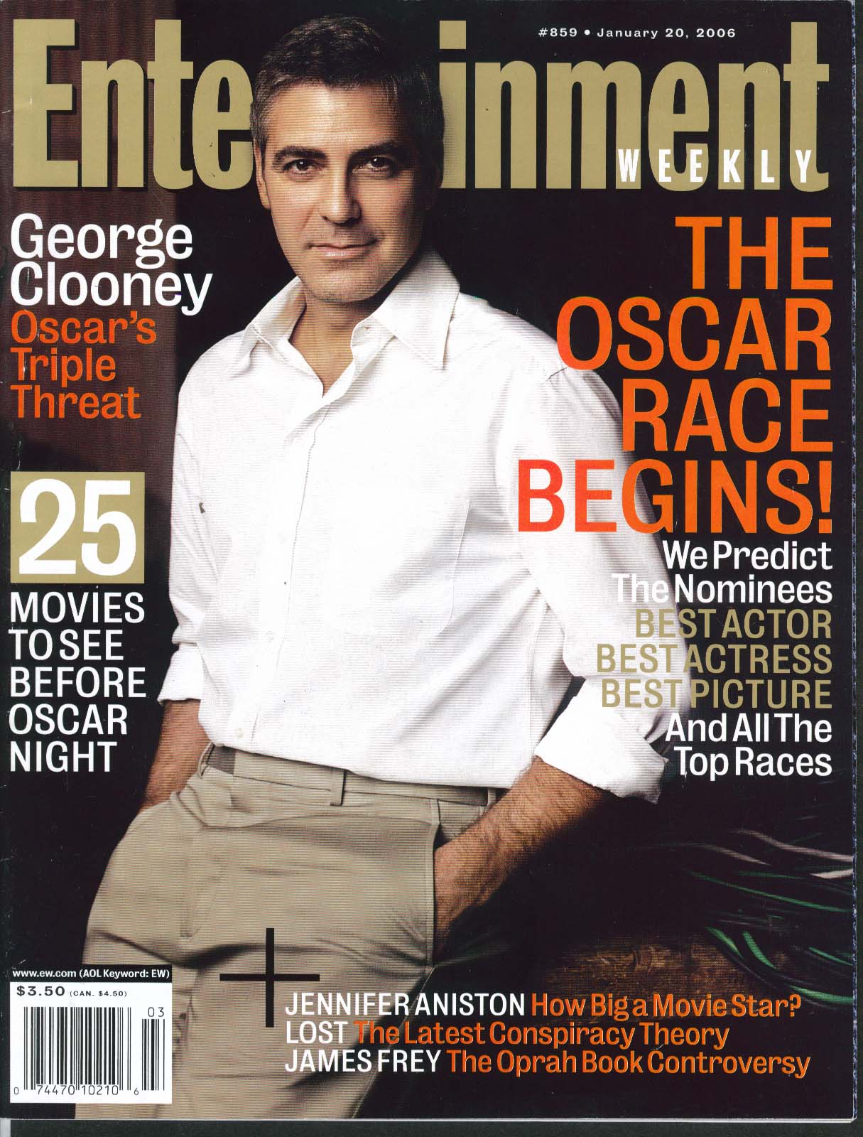 Image for ENTERTAINMENT WEEKLY George Clooney Jennifer Aniston James Frey ++ 1/20 2006
