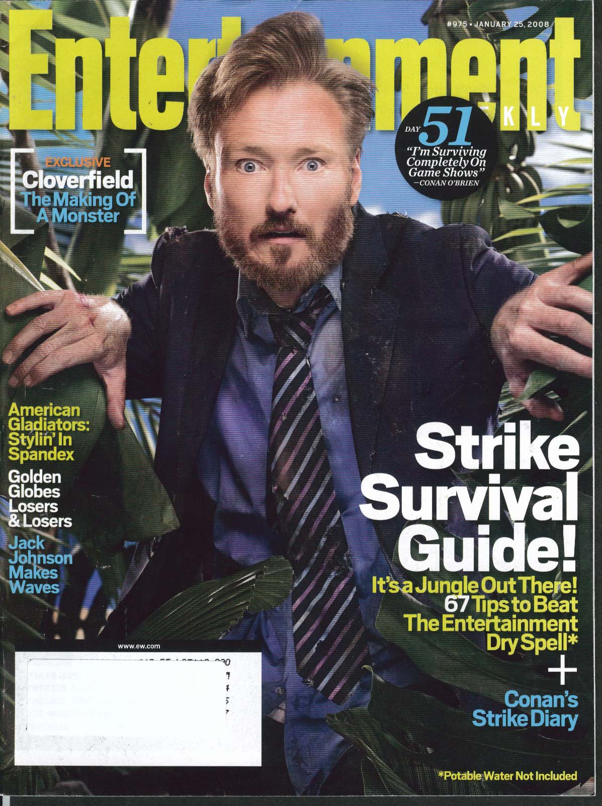 Image for ENTERTAINMENT WEEKLY Conan O'Brien Stephen King Jack Johnson ++ 1/25 2008