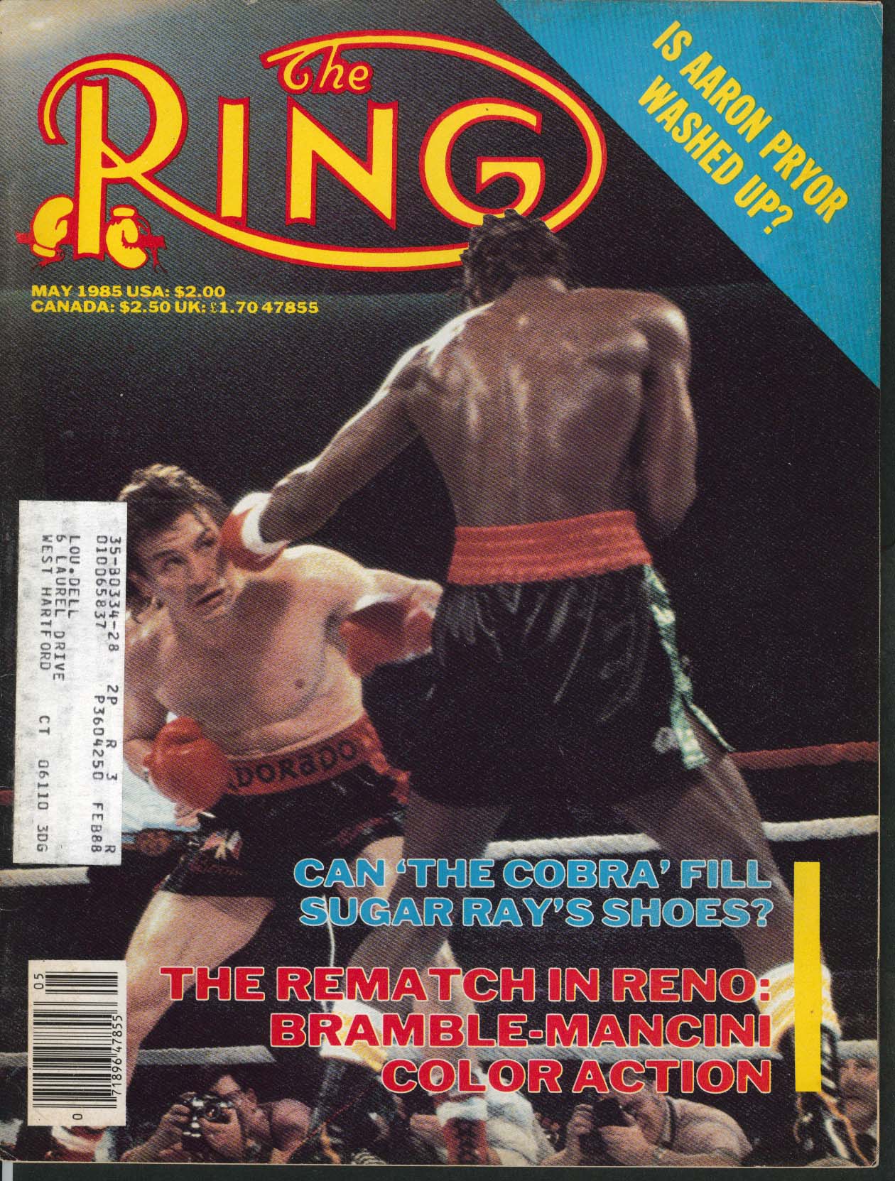Image for RING Aaron Pryor Cobra Sugar Ray Bramble Mancini Errol Christie ++ 5 1985