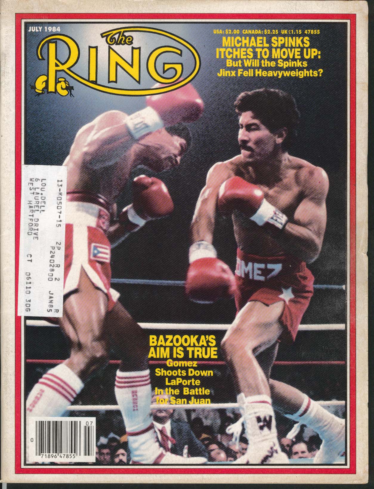 Image for RING Michael Spinks Gomez LaPorte Ray Leonard Tyrone Crawley Sandoval ++ 7 1984