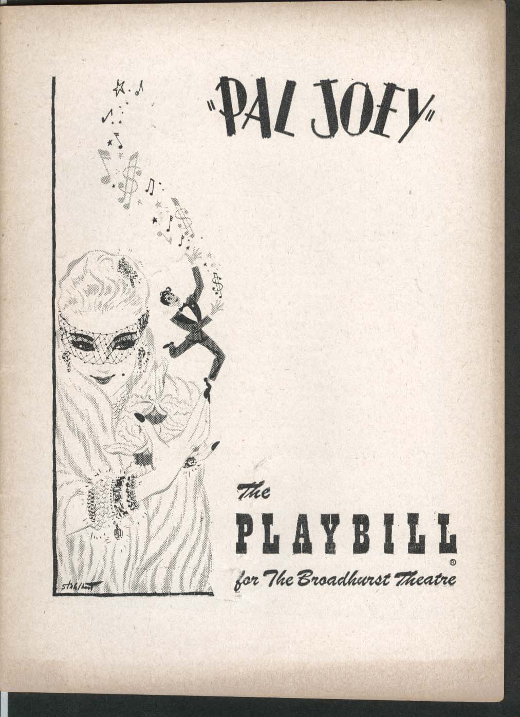 Image for Pal Joey Playbill 4/21/52 Vivienne Segal Harold Lang Broadhurst Theatre