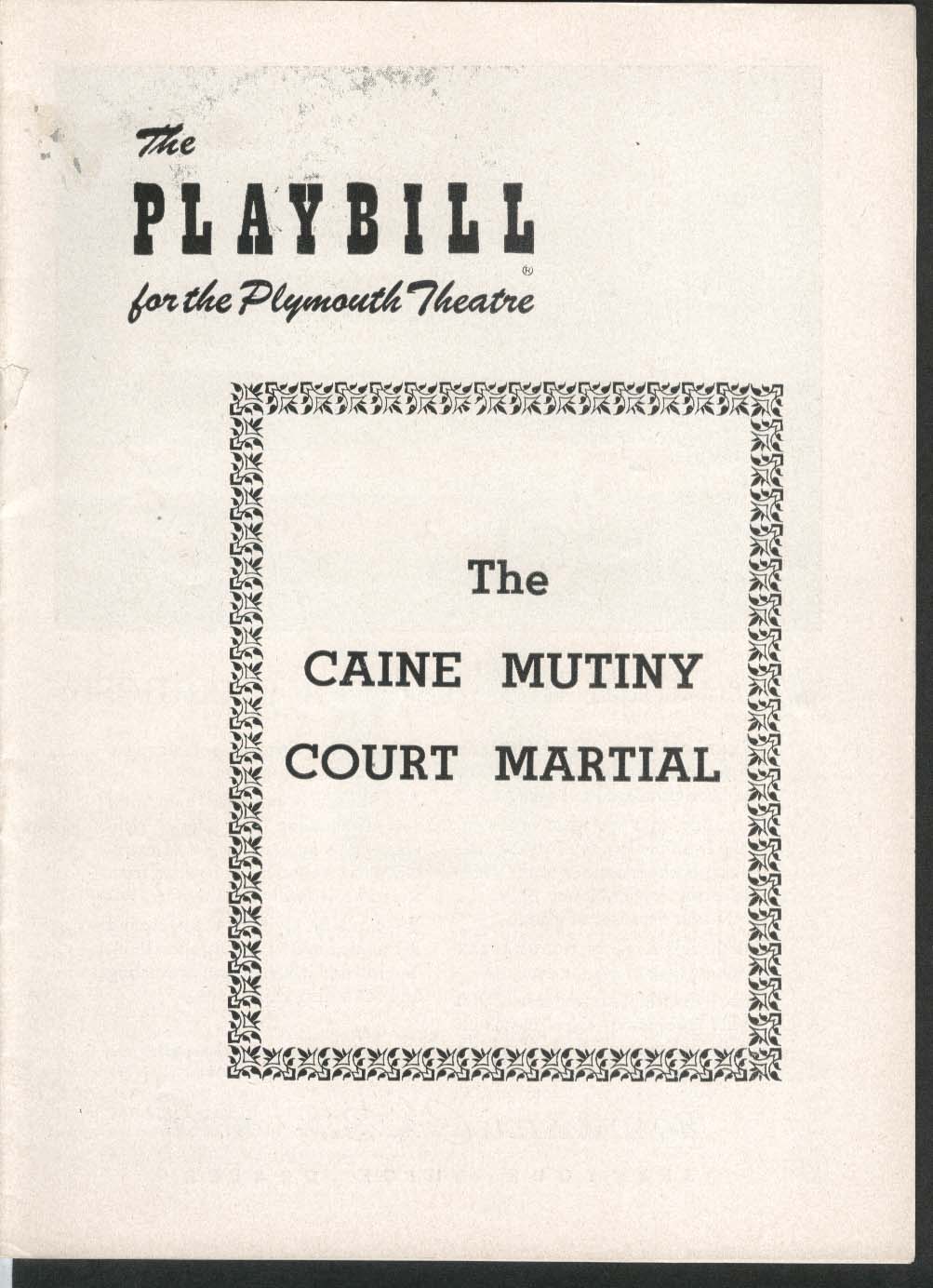 Image for The Caine Mutiny Court Martial Playbill 5/31/54 Lloyd Nolan John Hodiak Plymouth