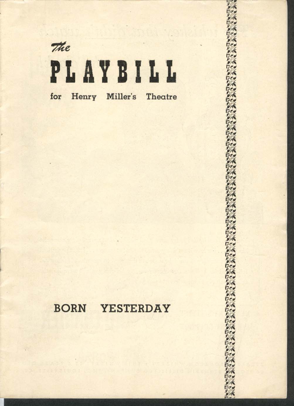 Image for Born Yesterday Playbill 8/15/49 Paul Verrall Larry Oliver Frank Otto Ellen Hall