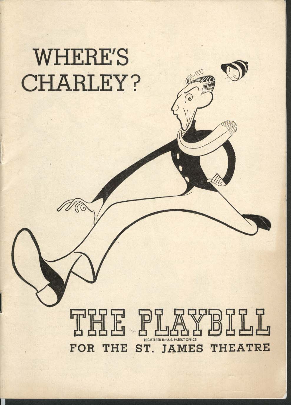Image for Where's Charley? Playbill 10/25/48 Ray Bolger Hirschfeld St James Theatre
