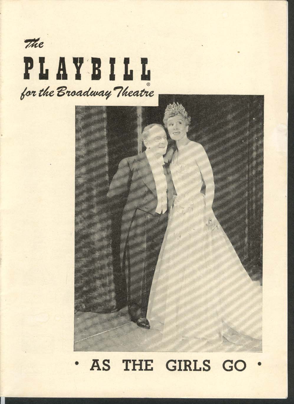 Image for As the Girls Go Playbill 9/26/49 Bobby Clark Irene Rich Broadway Theatre