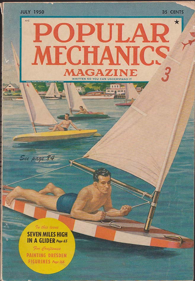 Image for POPULAR MECHANICS Seven Mile High Glider Painting Dresden Figurines 7 1950