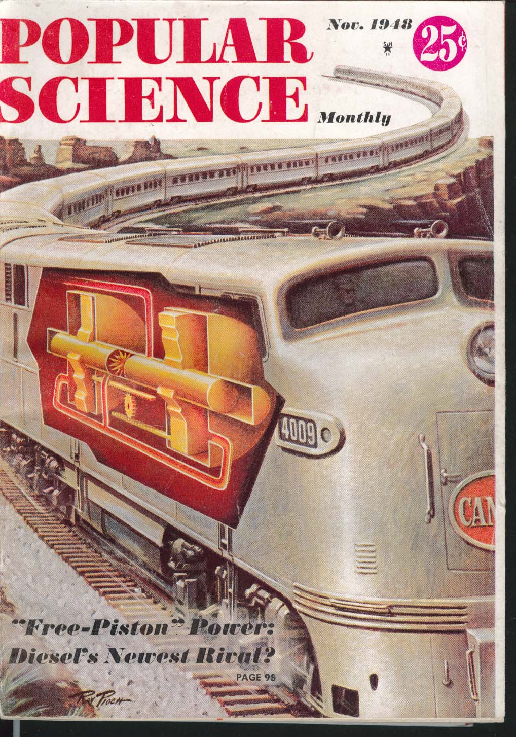 Image for POPULAR SCIENCE Free-Piston vs Diesel Navy Antiaircraft Gun Indian Cycle 11 1948