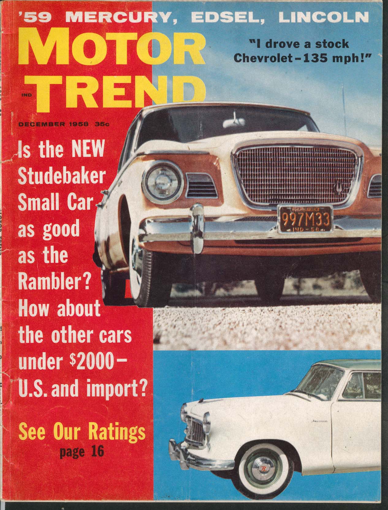 Image for MOTOR TREND Mercury Edsel Lincoln Sudebaker Lark Rambler American 12 1958