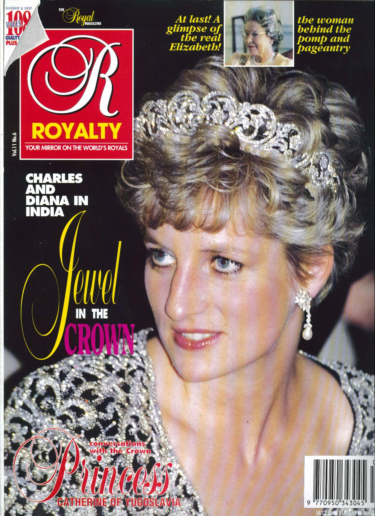 Image for ROYALTY MONTHLY Charles & Diana in India Princess Catherine of Yugoslavia 3 1992
