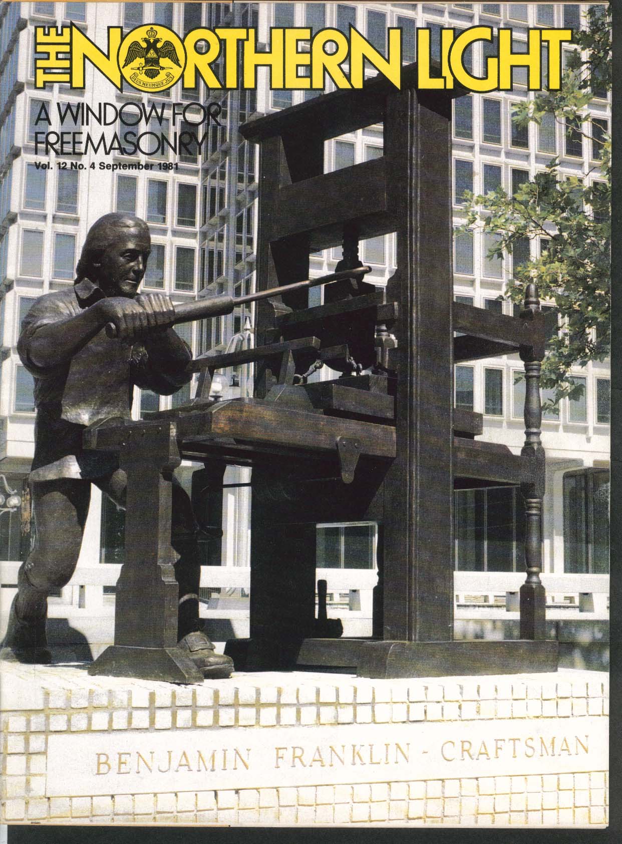 Image for NORTHERN LIGHT Vol 12 #4 Pennsylvania Franklin Statue Masonic Stamp Club 9 1981