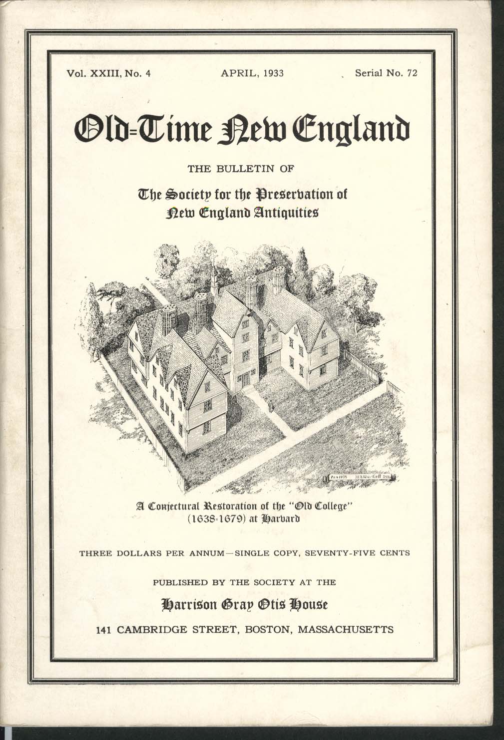 Image for OLD-TIME NEW ENGLAND Old College Harvard Aptucxet Trading Post 4 1933
